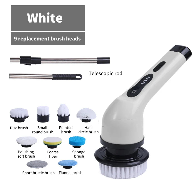 9-in-1 Electric Cleaning Brush Electric Spin Cleaning Scrubber Electric Cleaning Tools Kitchen Bathroom Cleaning Gadgets