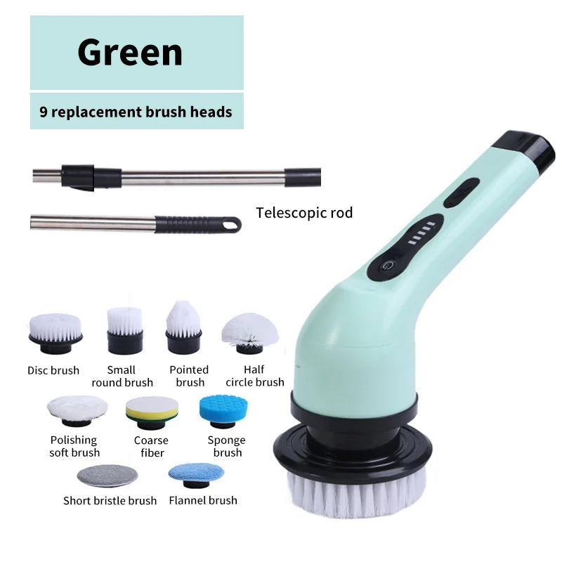 9-in-1 Electric Cleaning Brush Electric Spin Cleaning Scrubber Electric Cleaning Tools Kitchen Bathroom Cleaning Gadgets
